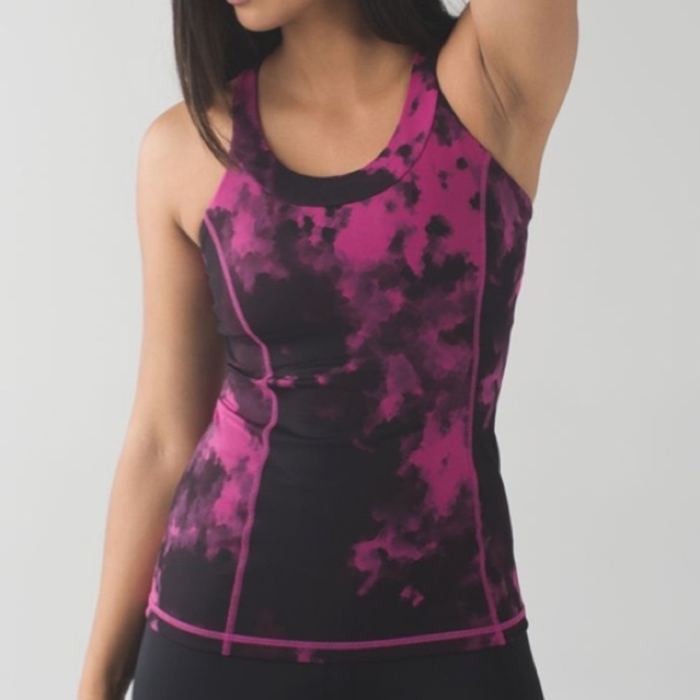 Lululemon Blooming Pixie Raspberry Black & Black Enchanted Tank Top Size 4